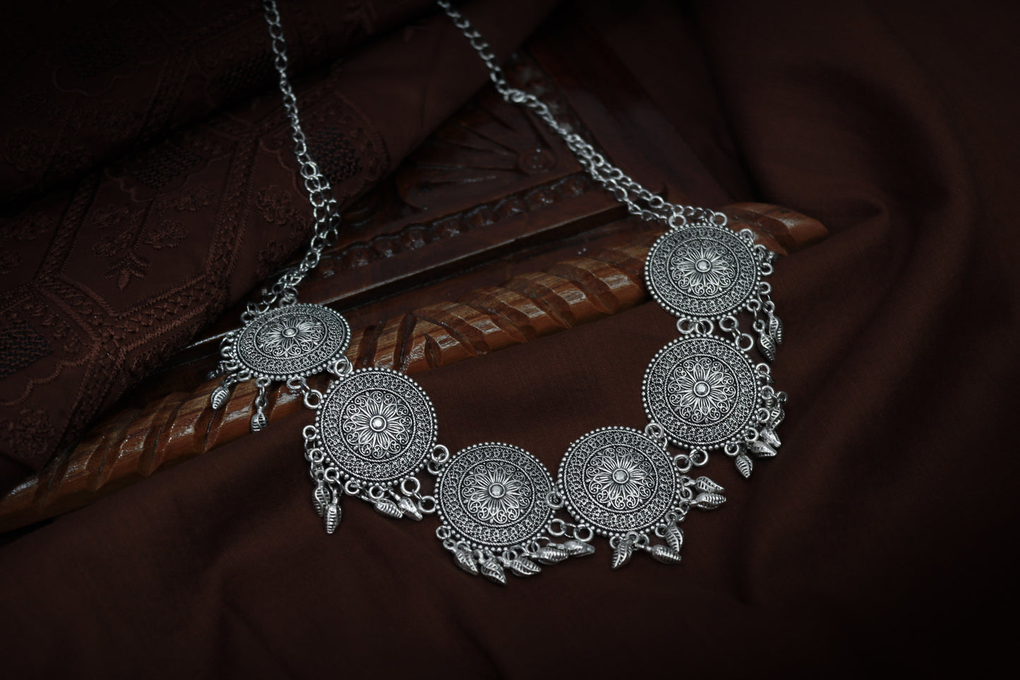 Pratination “Mehfil Medallion” Oxidized Necklace Set