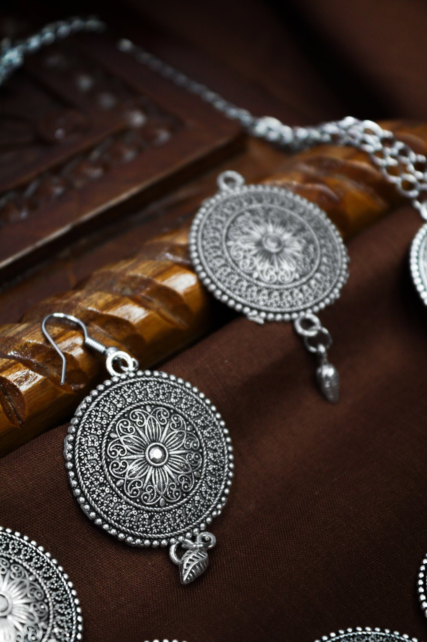 Pratination “Mehfil Medallion” Oxidized Necklace Set