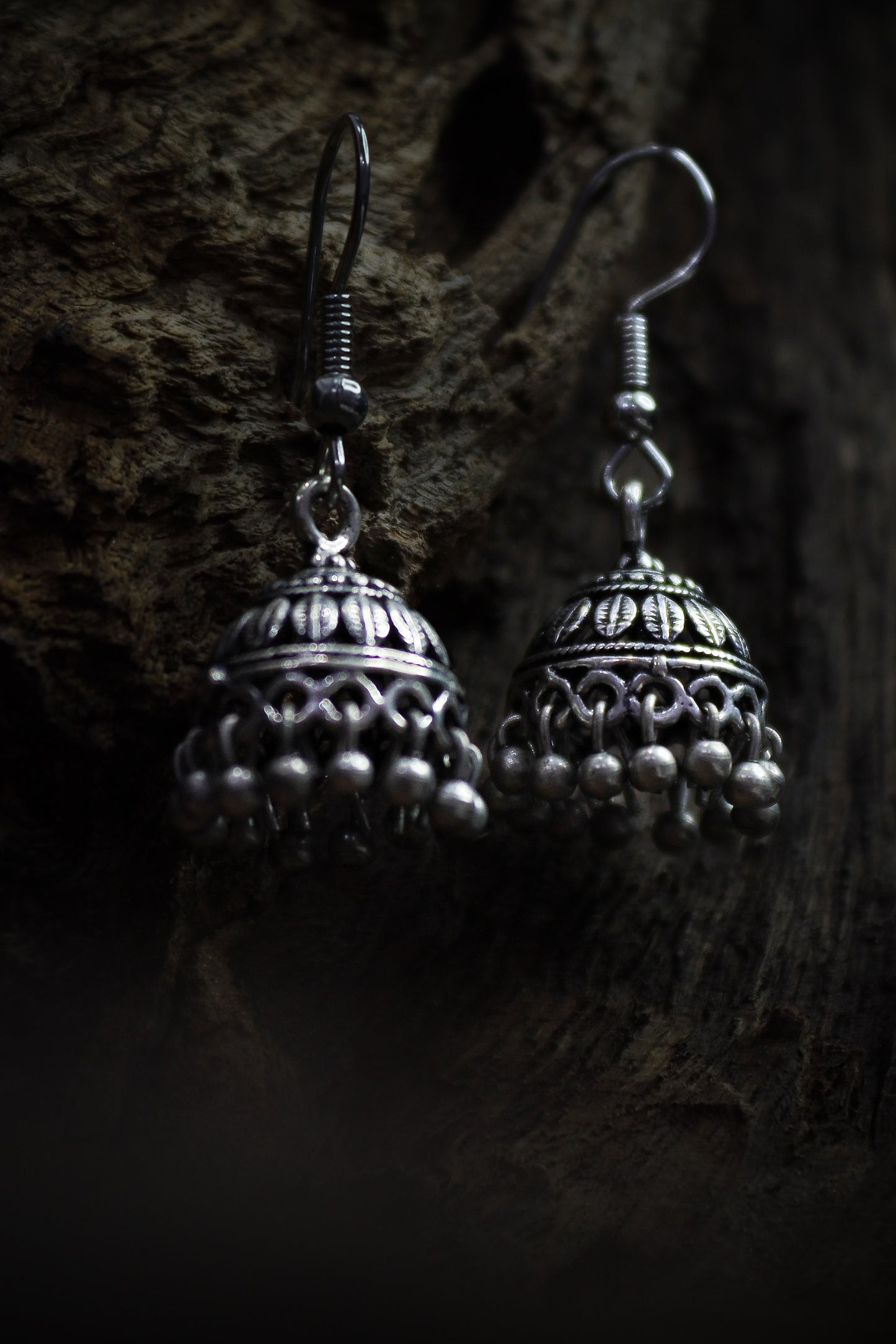 Pratination Classic Oxidized Dome Jhumka Earrings