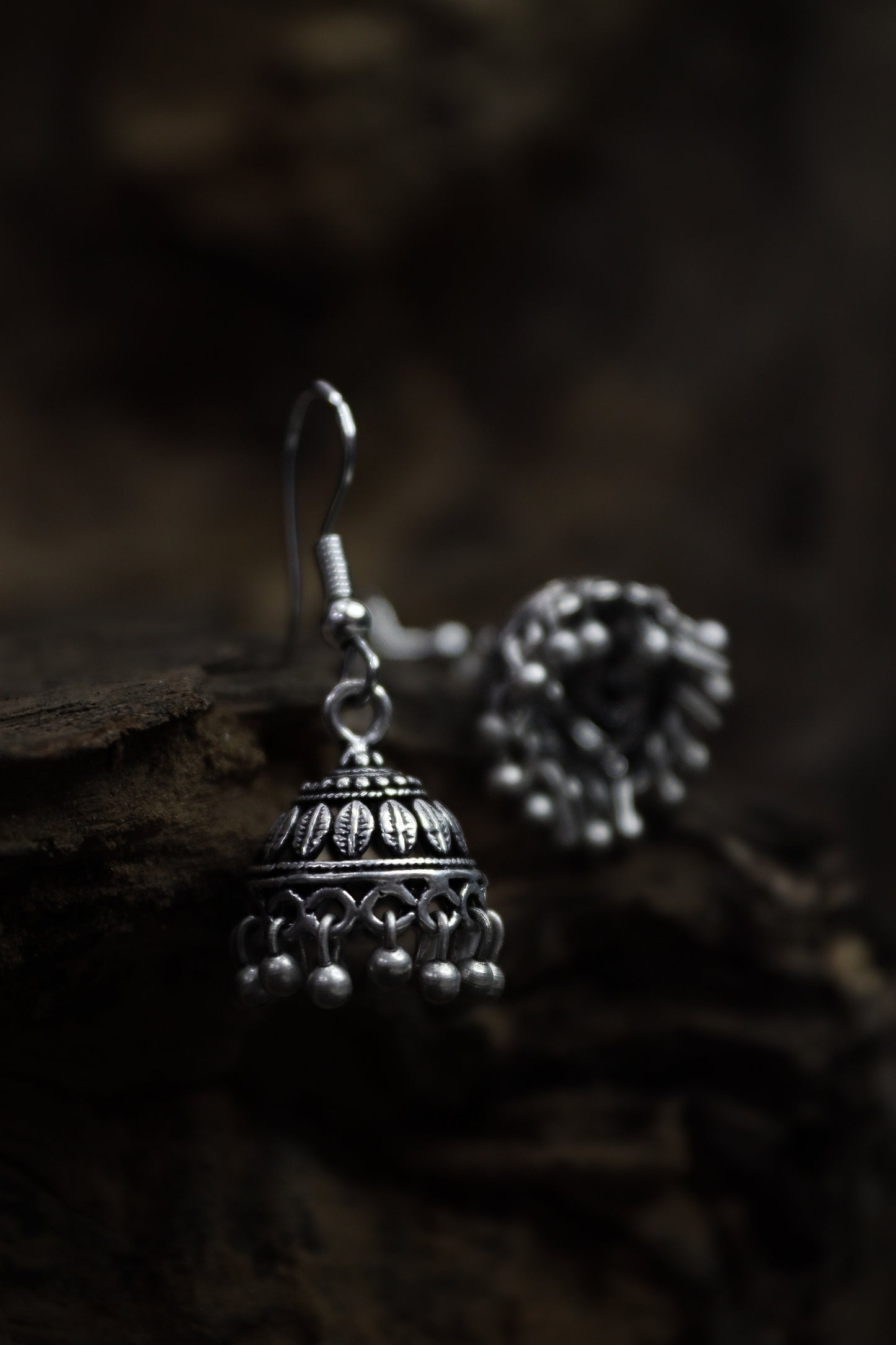 Pratination Classic Oxidized Dome Jhumka Earrings