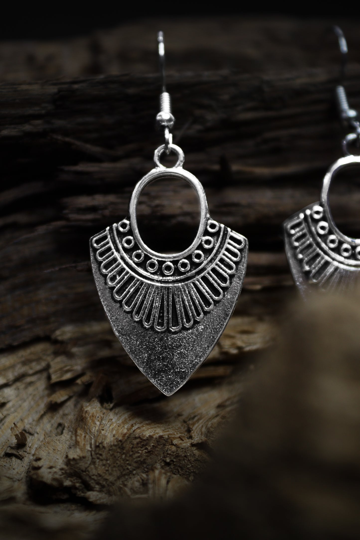 Pratination Ethnic Silver Teardrop Earrings
