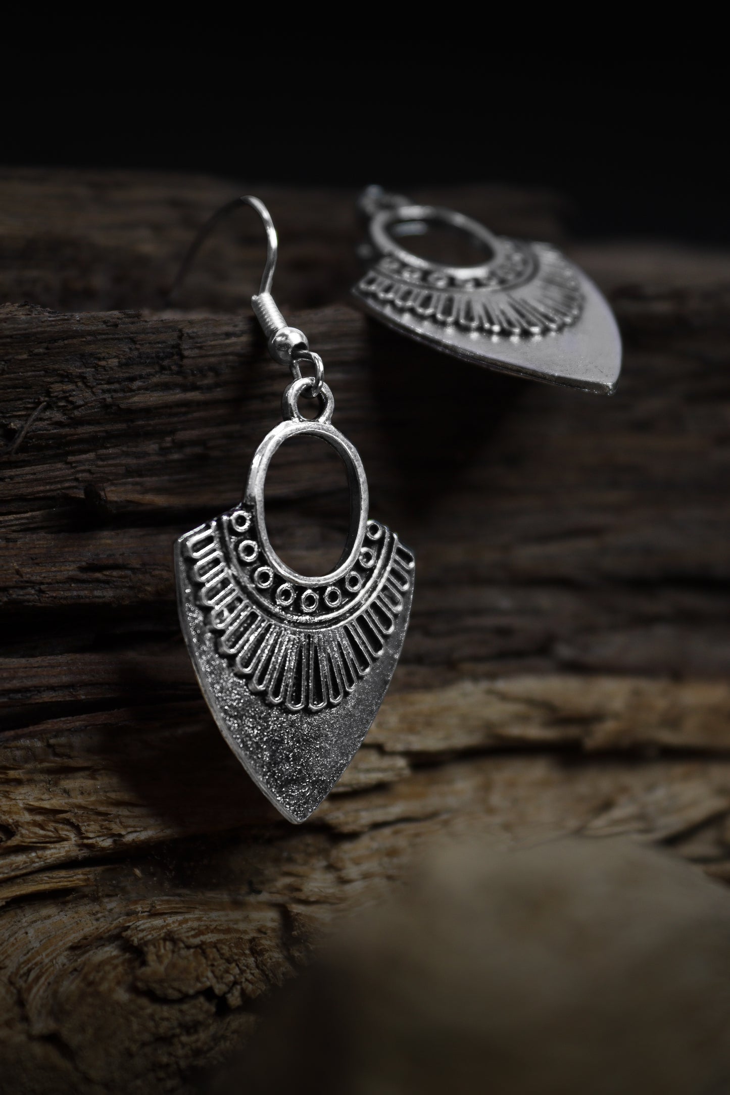 Pratination Ethnic Silver Teardrop Earrings