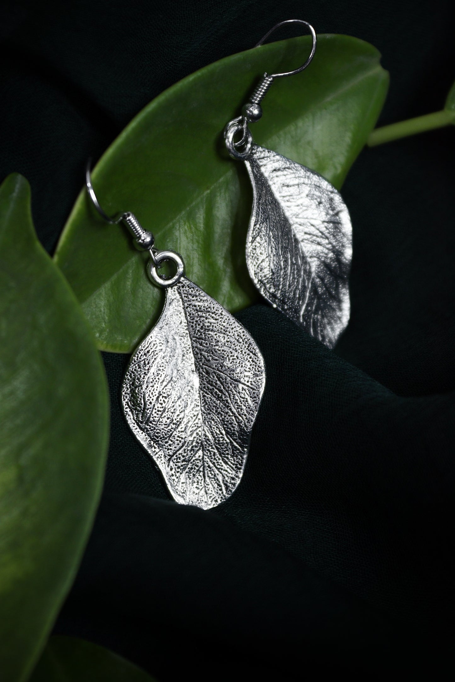 Pratination Forest Soul Leaf Earrings – Oxidized Silver Nature-Inspired Design