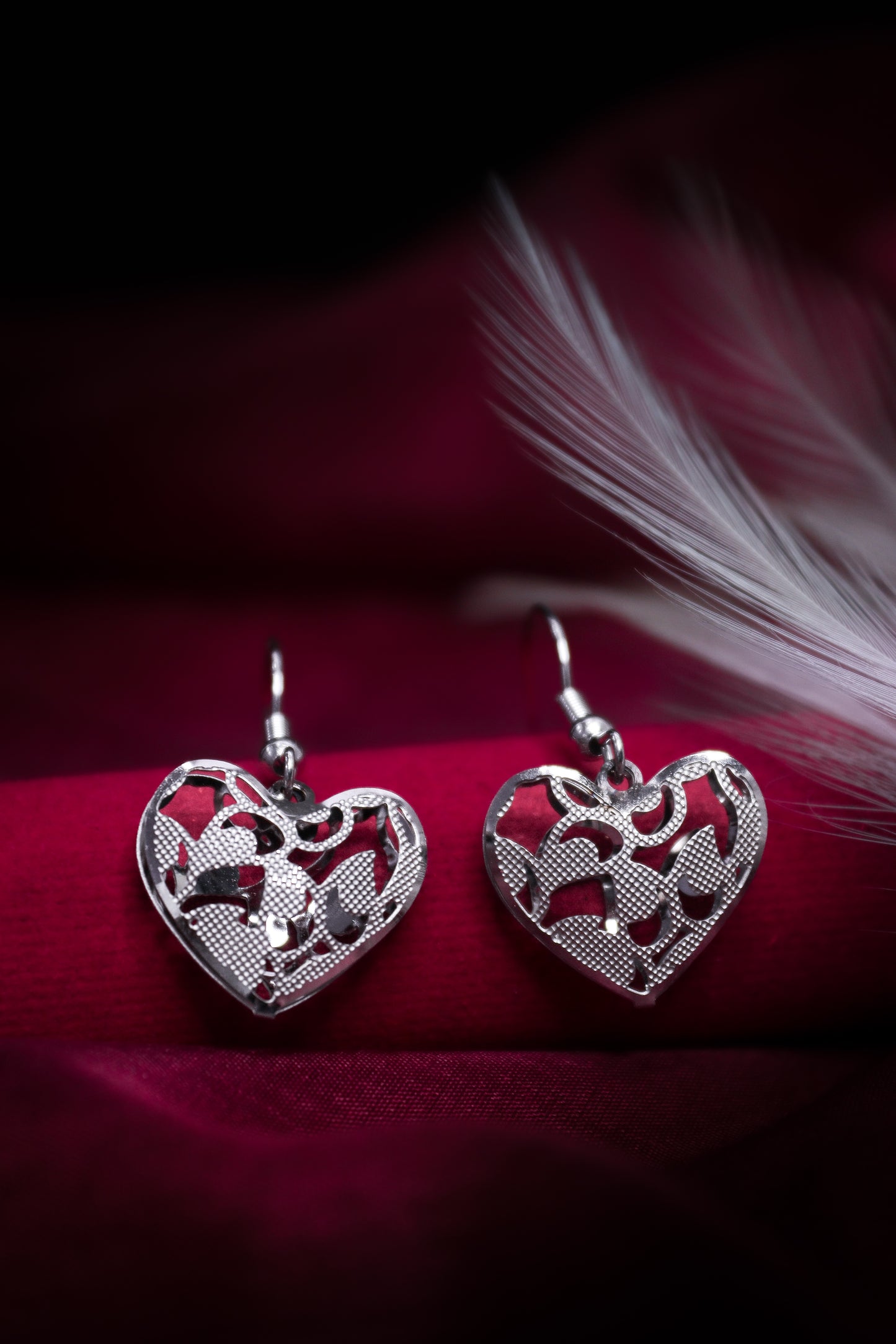 Pratination Silver Heart Shaped Oxidized Earrings – Korean Style Minimalist Gift for Her