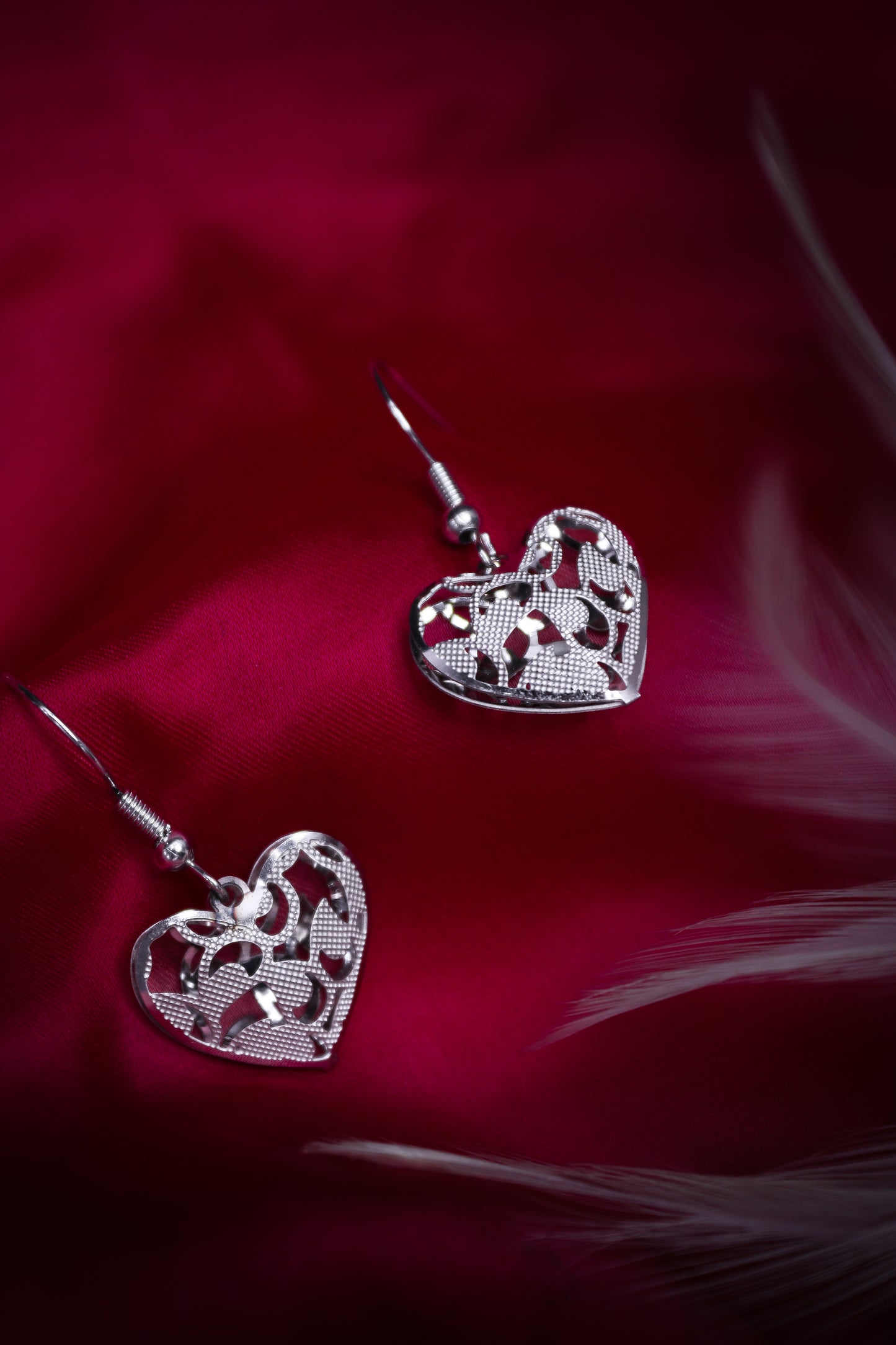 Pratination Silver Heart Shaped Oxidized Earrings – Korean Style Minimalist Gift for Her