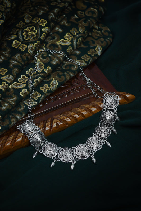 Pratination Ethnic Silver Oxidised Necklace Set