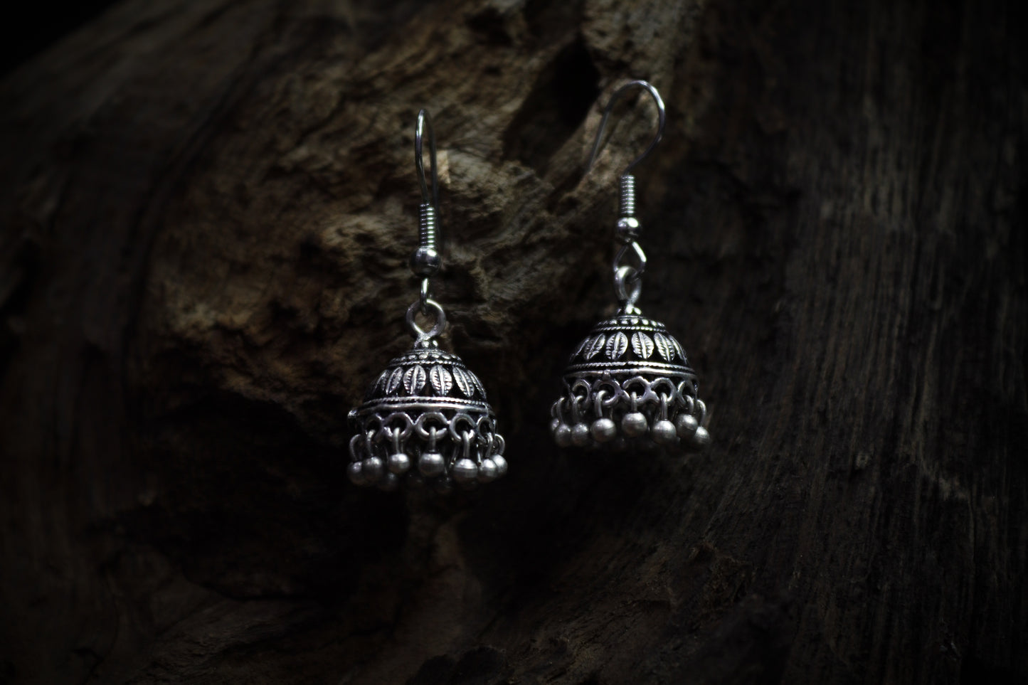 Pratination Classic Oxidized Dome Jhumka Earrings