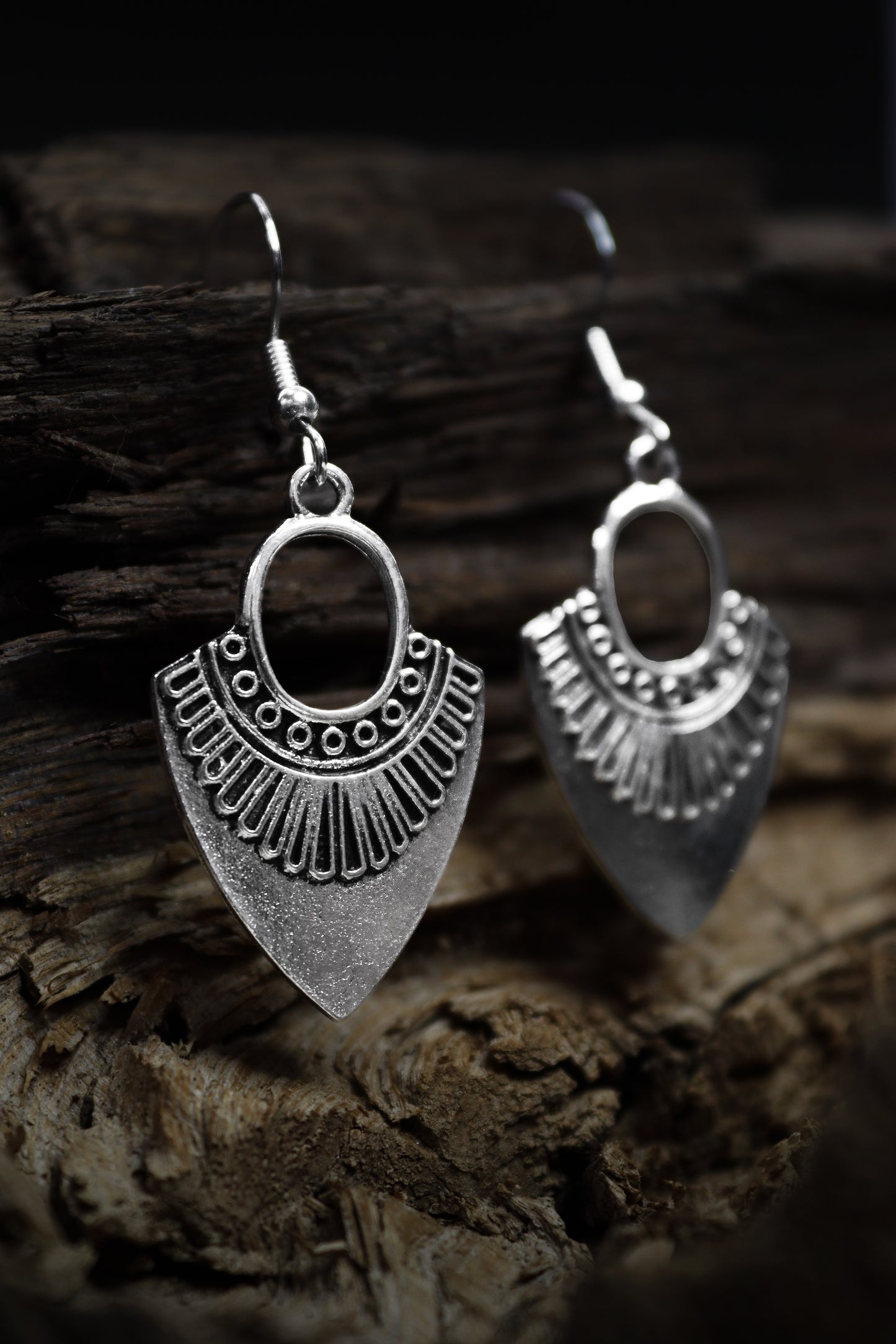 Pratination Ethnic Silver Teardrop Earrings