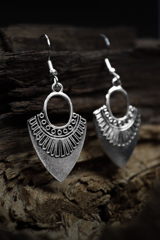 Pratination Ethnic Silver Teardrop Earrings