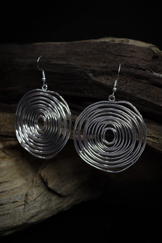Pratination Echo Spiral Statement Earrings – Contemporary Oxidized Coil Design