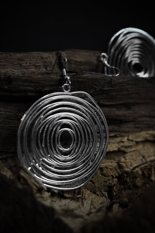Pratination Echo Spiral Statement Earrings – Contemporary Oxidized Coil Design