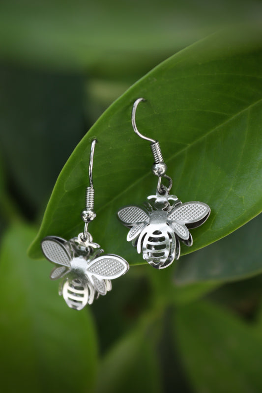 Pratination Honeybee Charm Earrings – Whimsical Oxidized Buzz with Nature Spirit